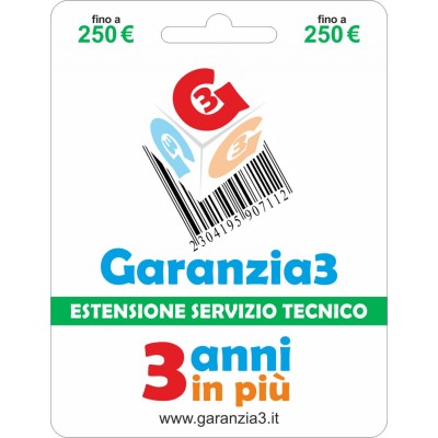 Garanzia 3 Estensione del servizio tecnico 3 Anni - Fino a 250 €