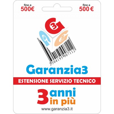 Garanzia 3 Estensione del servizio tecnico 3 Anni - Fino a 500 €