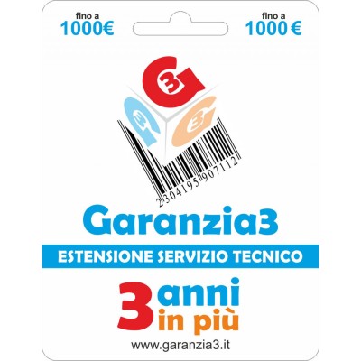 Garanzia 3 Estensione del servizio tecnico 3 Anni - Fino a 1000 €
