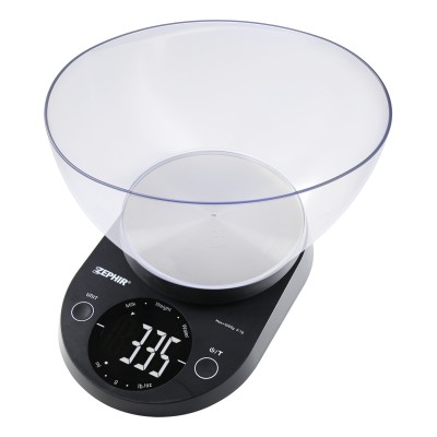 BILANCIA DA CUCINA ZEPHIR DIGITALE CON VASSOIO XL 5KG NERO ZHS511